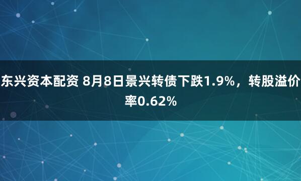 东兴资本配资 8月8日景兴转债下跌1.9%，转股溢价率0.62%